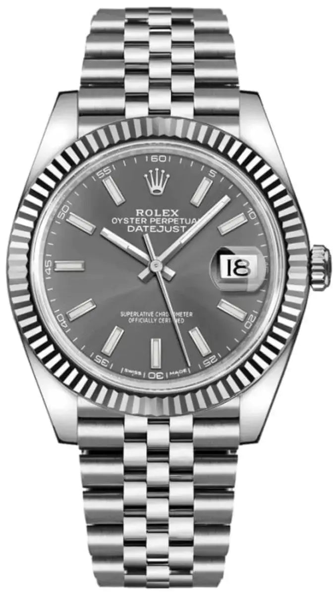 Rolex Datejust 41 Steel & White Gold Fluted Bezel Slate Dial Jubilee Men's Watch M126334-0014